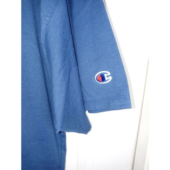 Champion Regal Navy Short Sleeve Cotton Logo T Shirt Men Sz L - Picture 4 of 5